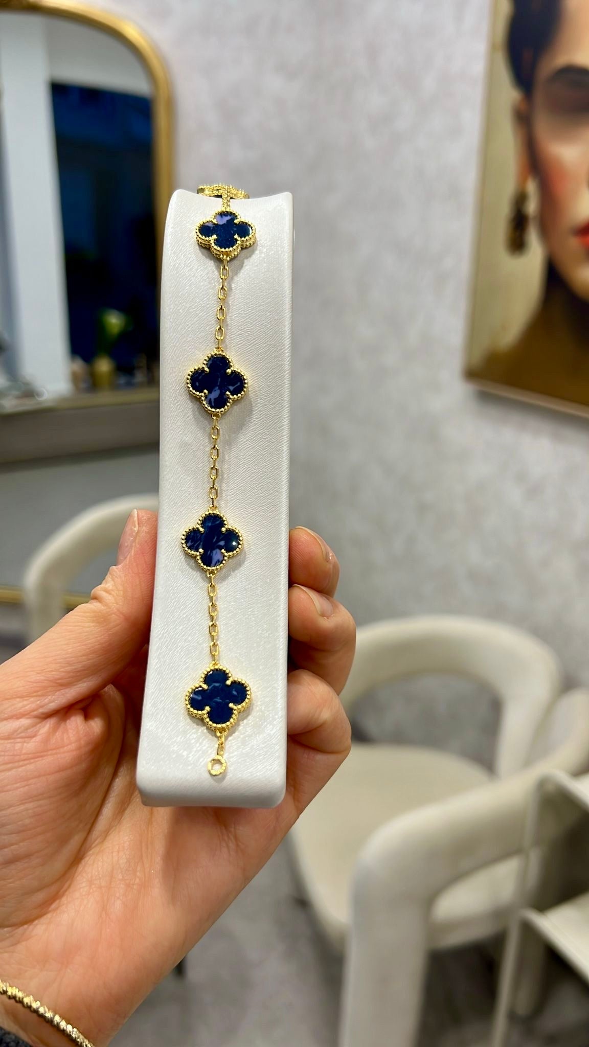 Gold Klee Armband Perlmutt