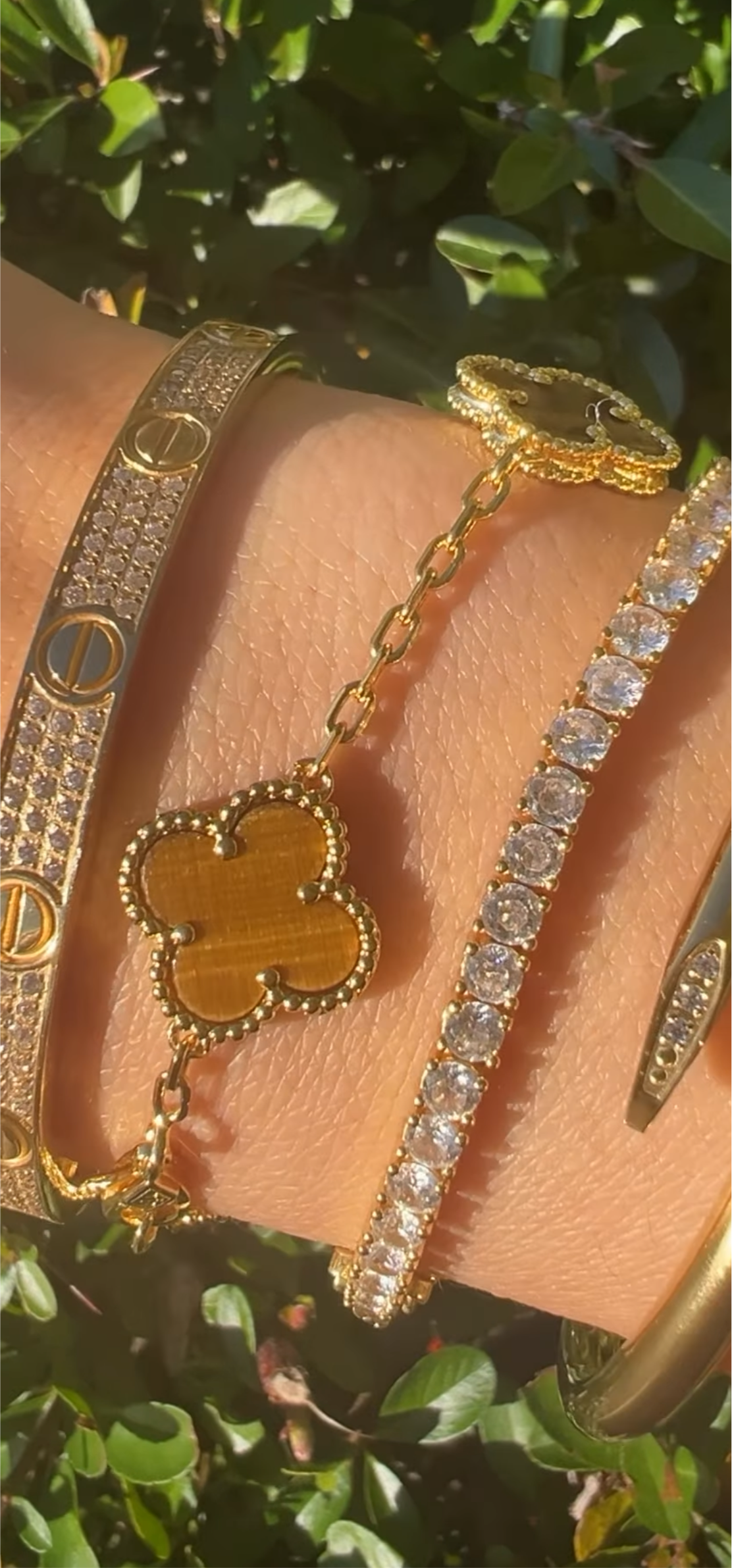 Gold Klee Armband Perlmutt