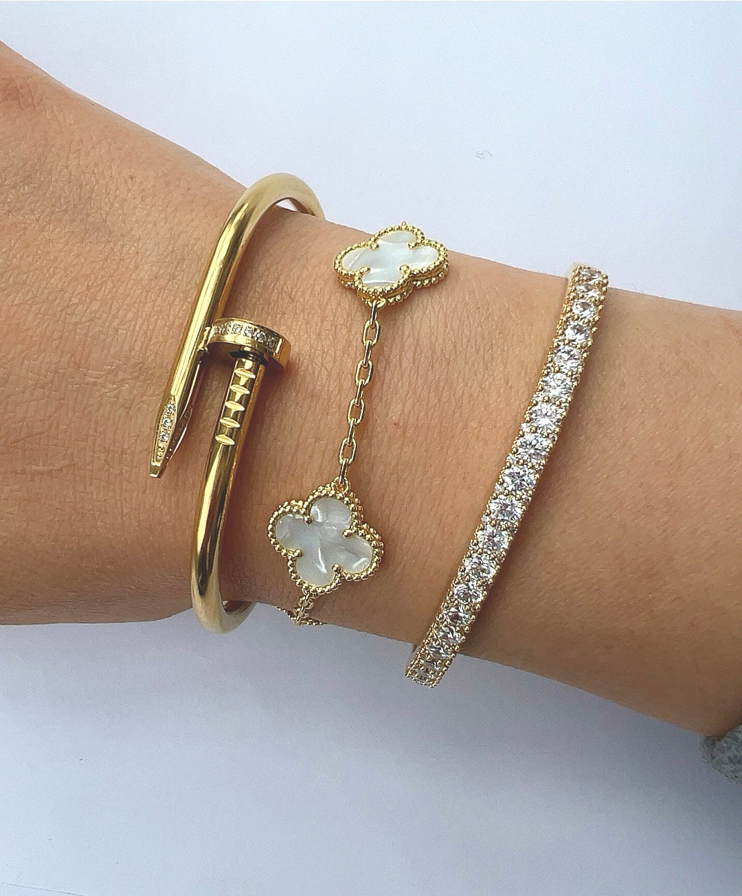 Gold Klee Armband Perlmutt