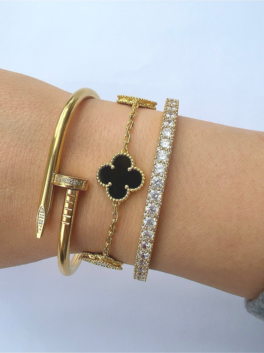Gold Klee Armband Perlmutt