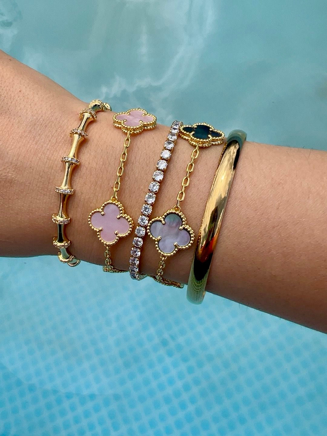 Gold Klee Armband Perlmutt