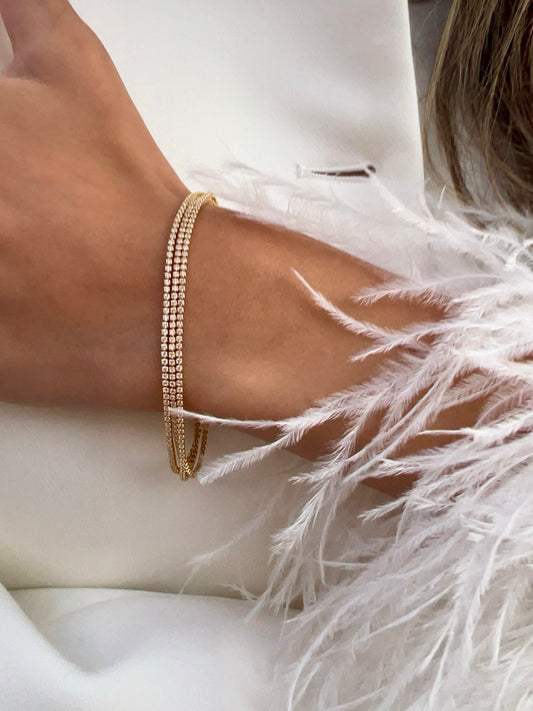 Dreifach Tennis Armband 14K vergoldet